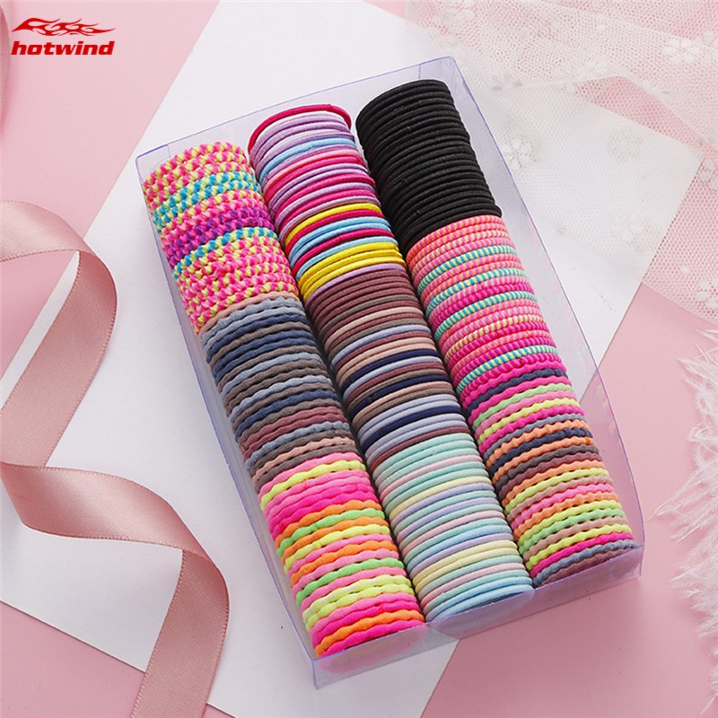 Hw 50pcspack Women Girls Elastic Hair Band Colorful Hair Ties Ropes