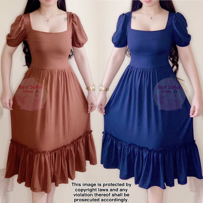 BEST SELLER MERCEDES PUFF SLEEVES MIDI DRESS (BEST SELLER DRESS)(BSD