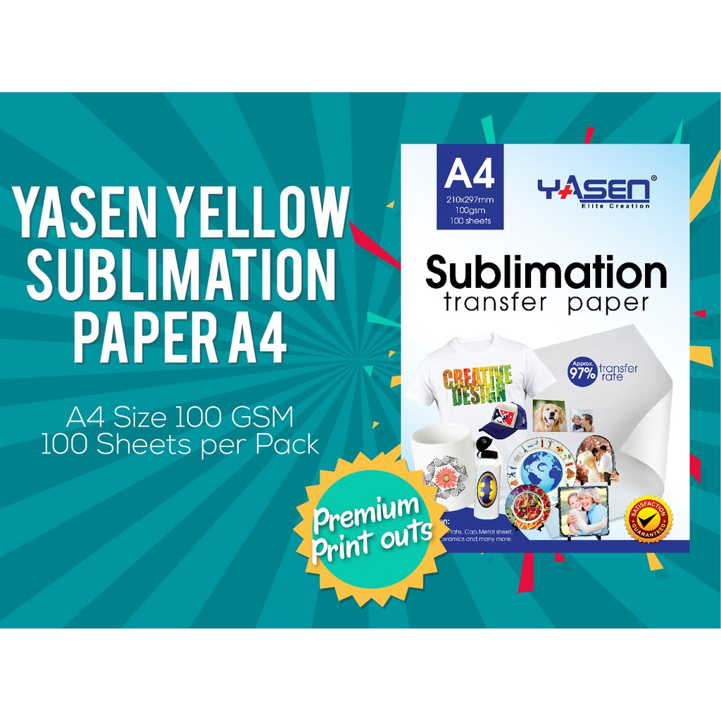 Sublimation Paper A4 (100 Sheets) Yellow Transfer Paper Yasen Brand