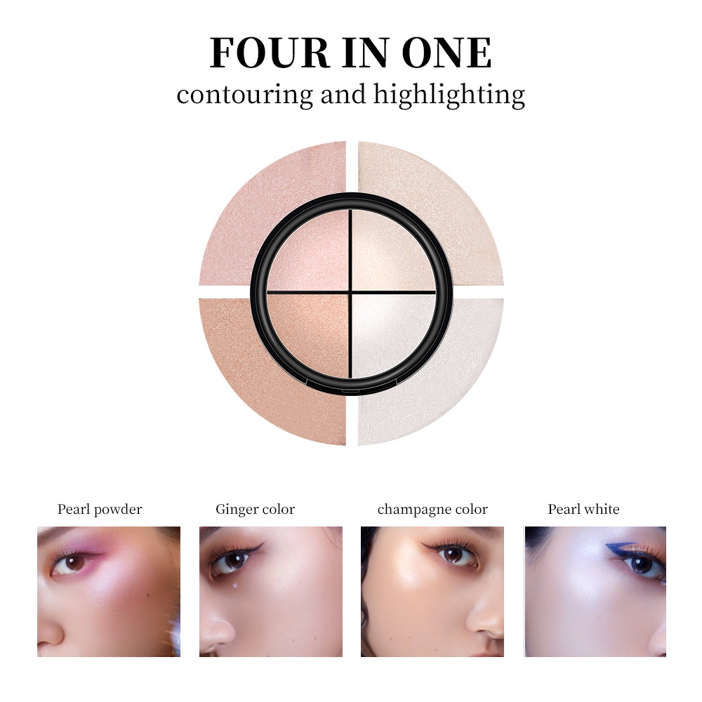 Saniye 4 Colors Baked Highlighter Powder Palette Bronzer Contour