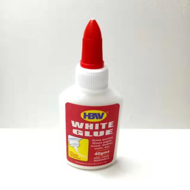HBW WASHABLE WHITE GLUE FOR GLUE PAPER WOOD LEATHER CLOTHS 40 GRAMS