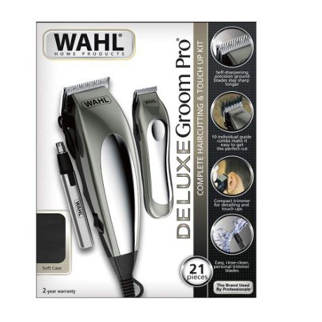 wahl deluxe hair cutting kit with corded clippers and wireless trimmer