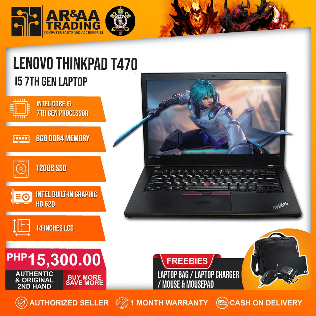 Laptop Lenovo T470 Core I5 7300u 2 6ghz 8gb 1gb Ssd Cam 7th Generation Shopee Philippines