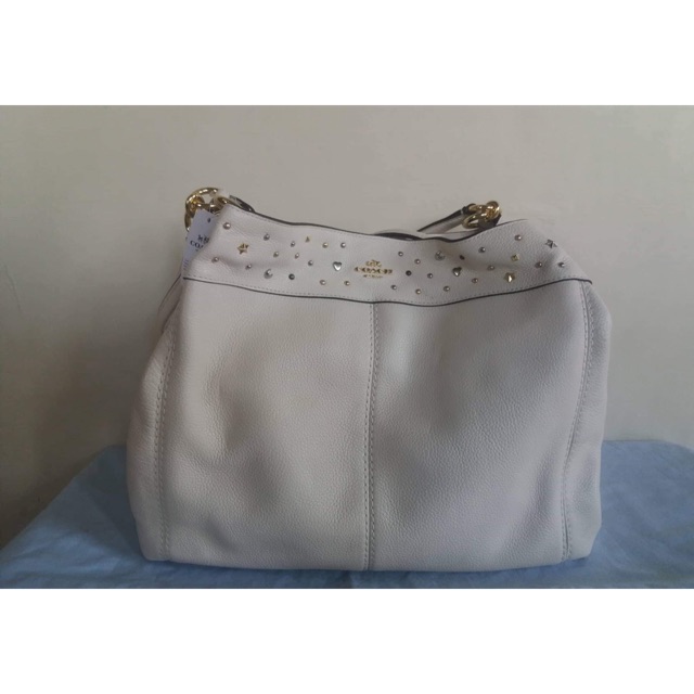 coach white leather bag