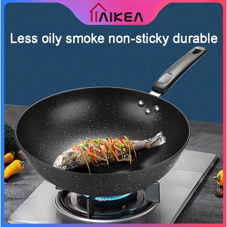 32CM Nonstick wok pan highquality medical stone Wok pan 3 layers of
