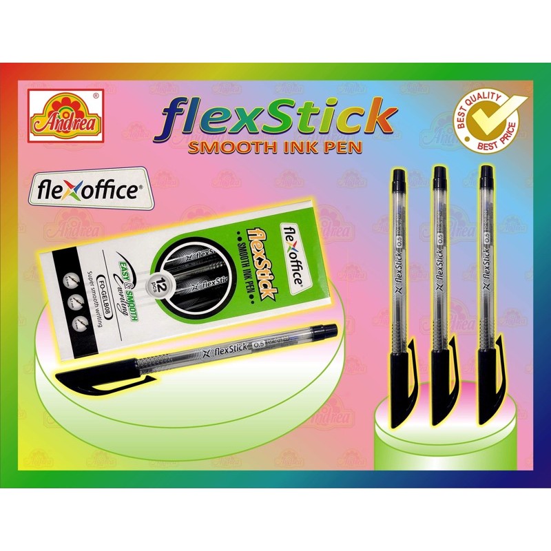 Flexstick ballpen black 0.5/ 0.7 ( sold by 12 pcs.) | ANDREA | Shopee ...