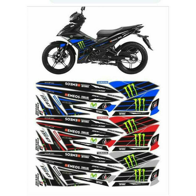 Red / Blue / Gray Body Stripping Sticker Set Eneos Monster Energy Theme ...