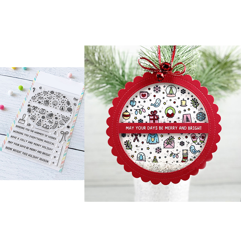 ME Christmas Decoration Logo Silicone Transparent Seal Set DIY Mold Handmade Paper-Cutting Card Embossing