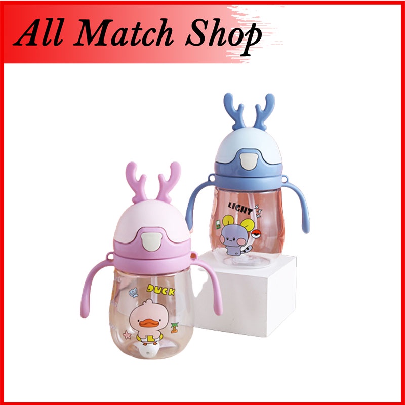 AMS 370ml deer ear water bottle for baby with division for babies to learn to drink water