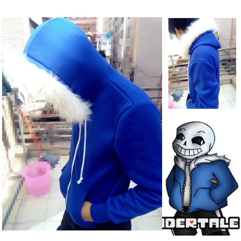 blue hoodie with fur hood