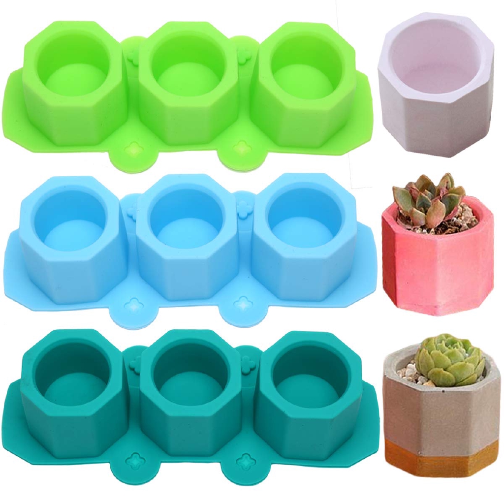 Polygonal Flower Pot Silicone Mold DIY Ceramic Clay Craft Casting Concrete Molds Succulent Plant Pot Mold Cylinder