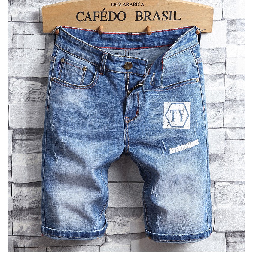 mens stretchy jean shorts