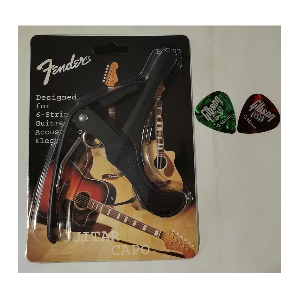 Fender ACOUSTIC GUITAR CAPO, 2 PICK FOR GUITAR RANDOM COLOR Shopee