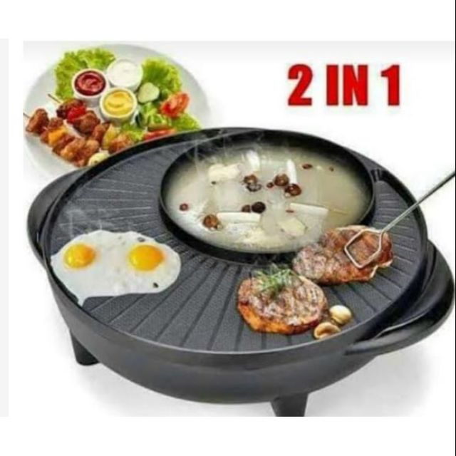 2IN1 SAMGYUPSAL ELECTRIC BBQ GRILLER & HOTPOT (Round) Shopee