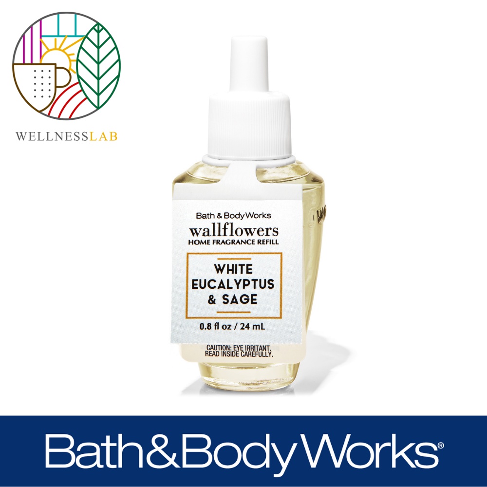White Eucalyptus & Sage Wallflowers Fragrance Refill Original White Barn Bath & Body Works 0.8