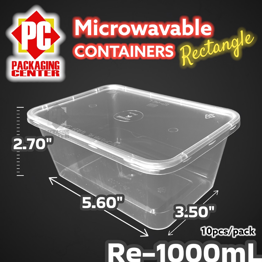 1000ml Rectangle Microwavable Food Container Re 1000ml 10pcs Cod Nationwide Pc Packaging Center Shopee Philippines