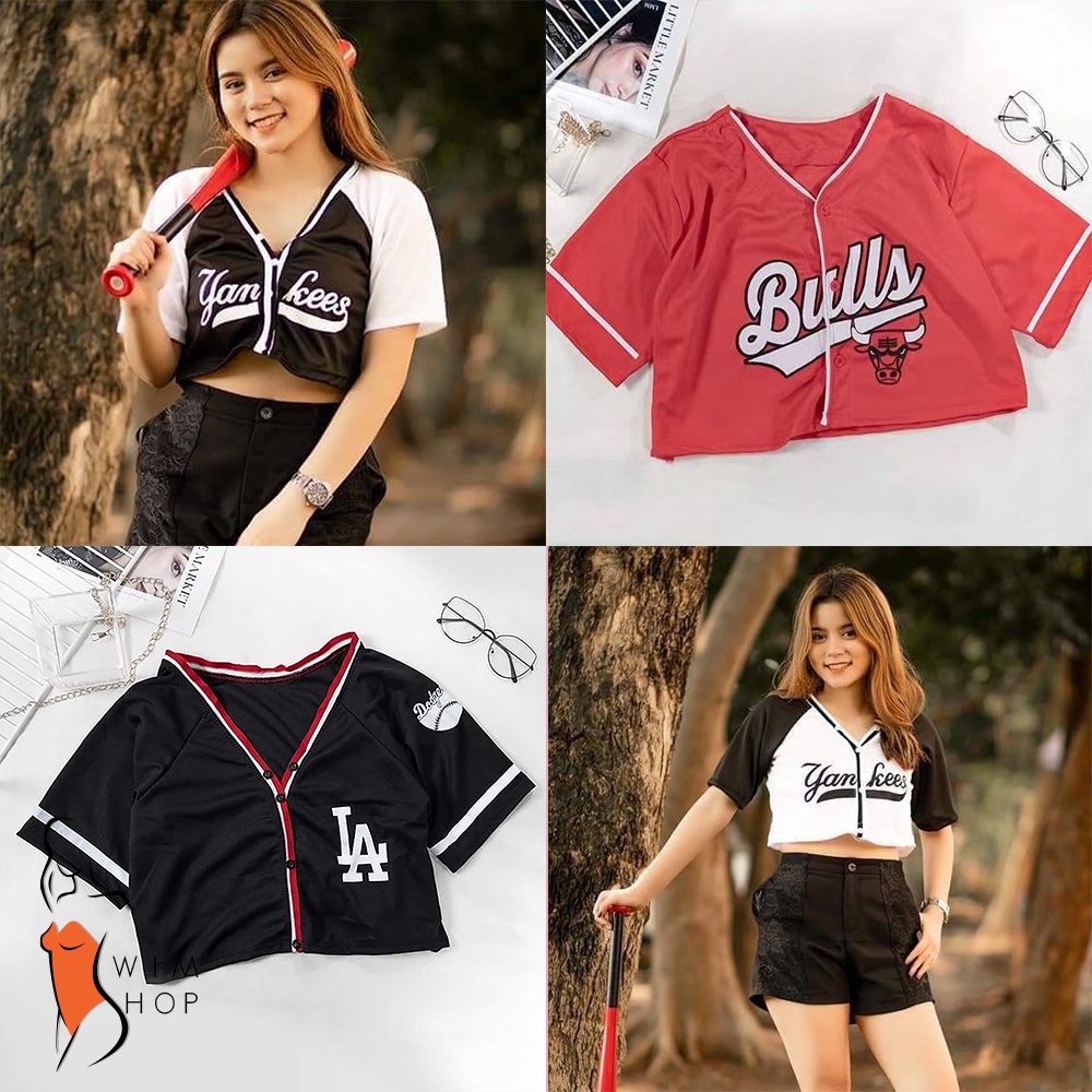 SS Baseball Crop Top Los Angeles LA Yankees Bulls 2022 Fashion Blouse