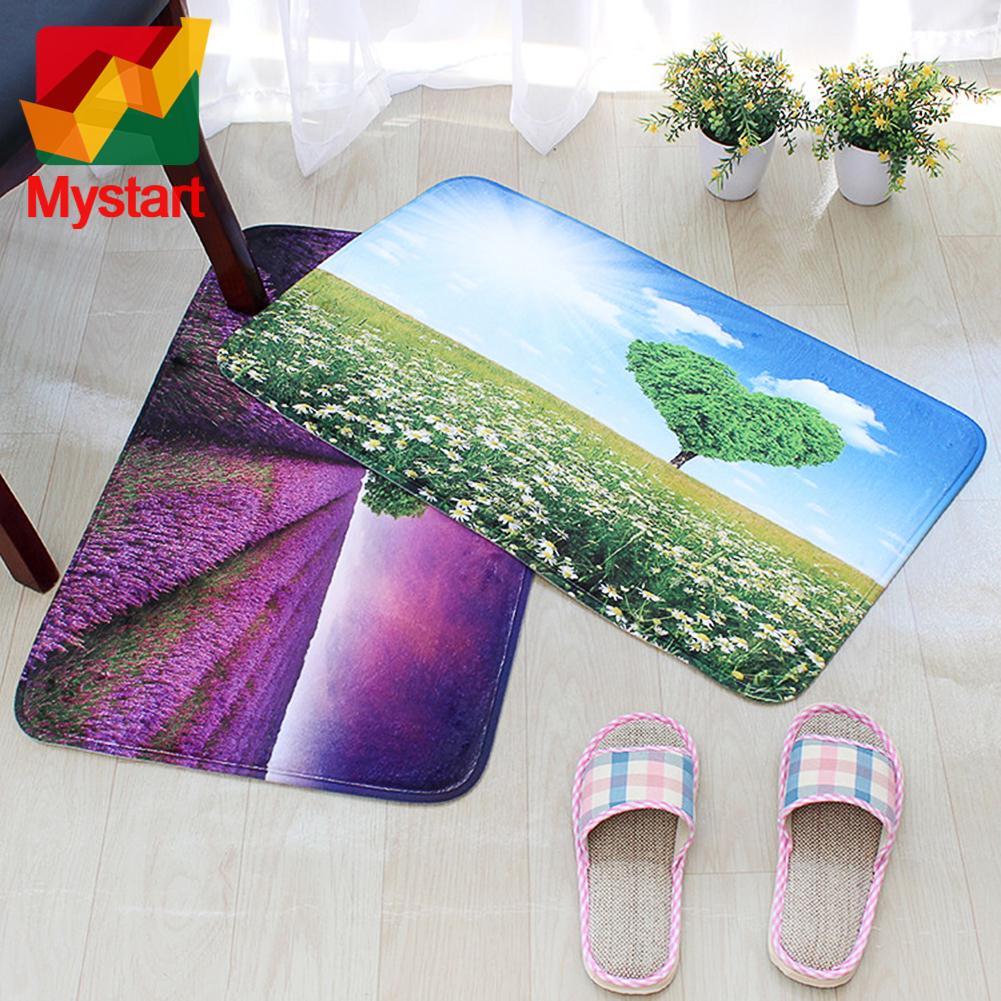 3pcs Nature View Bathroom Mat Set Anti Slip Washable Toilet Cover Floor Bath Mats Bathroom Rugs