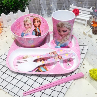 【Eating Set n Cutlery Set】 Cute Aisa anti -hot -hot house children's cartoon plate, a tablet, spoon fork chopsticks creative baby tableware set