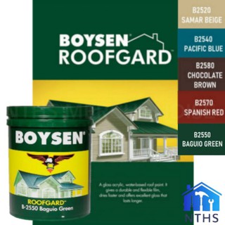 COD! BOYSEN ROOFGARD Paint 4L Spanish Red Chocolate Brown Baguio Green Pacific Blue Samar Beige #1