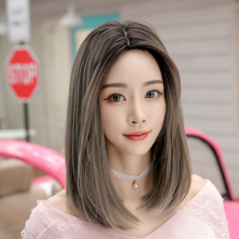 Yiwu manufacturers customized new korean wig medium length straight hair  fashion realistic headgear | Shopee Philippines