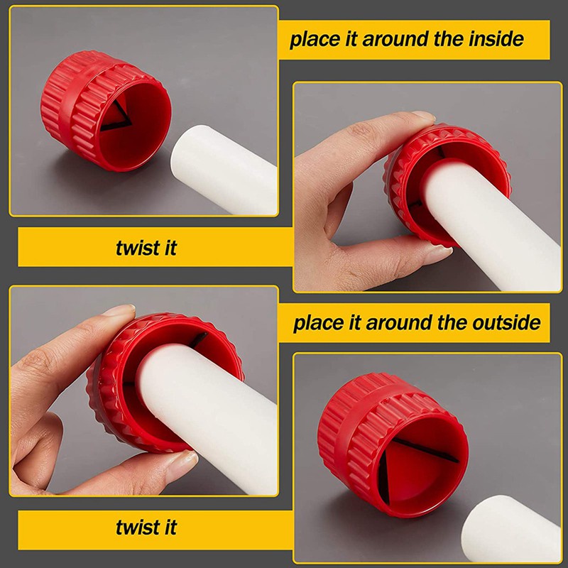 2PCS Red Inner-Outer Reamer and Tube Deburring Reamer Tubing Chamfer Tool for PVC PPR Copper Brass Aluminum s
