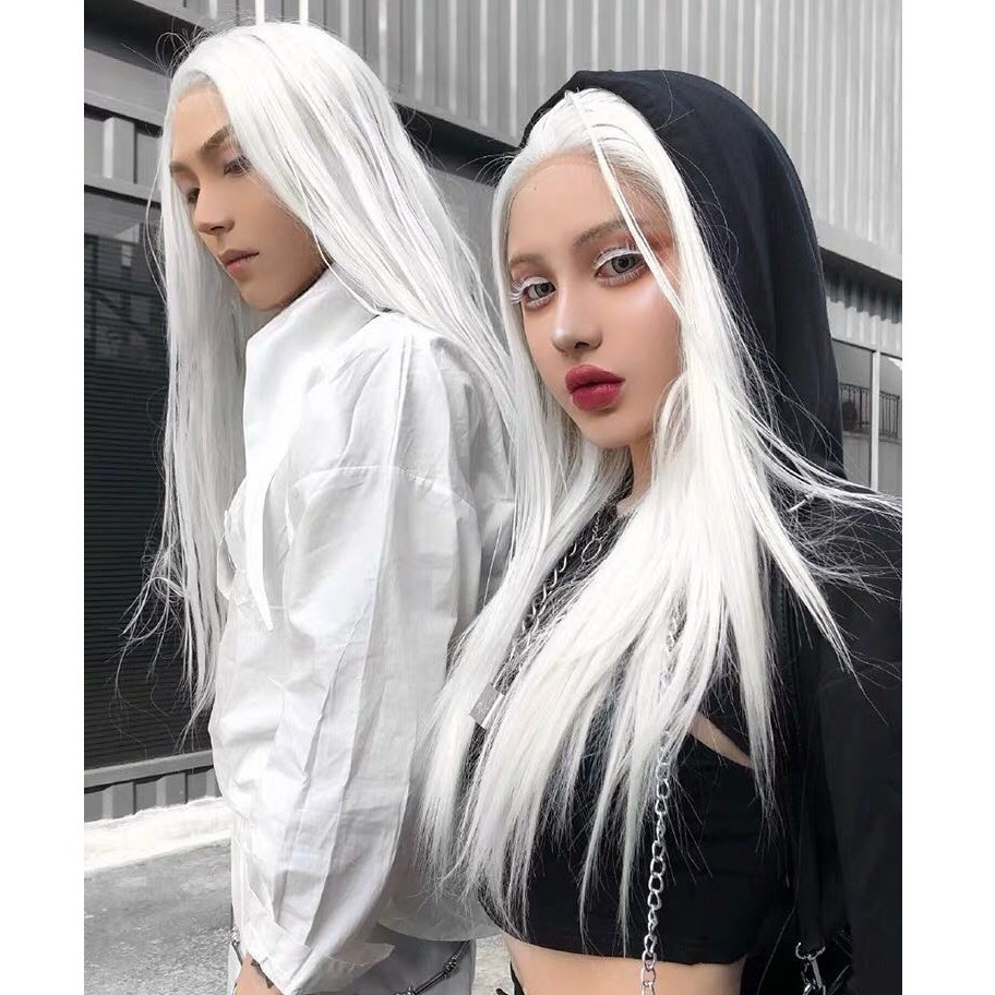 Yok✨70cm Women Long Hair Wig Heat Resistant White Straight Hair Cosplay Wig  Newest-High Quality | Shopee Philippines