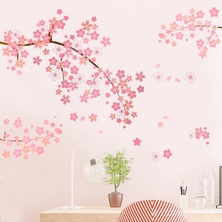 1 Set of Pink Plum Petal Branch Wall Stickers / Living Room Bedroom Background Decorative Wall Stickers #1