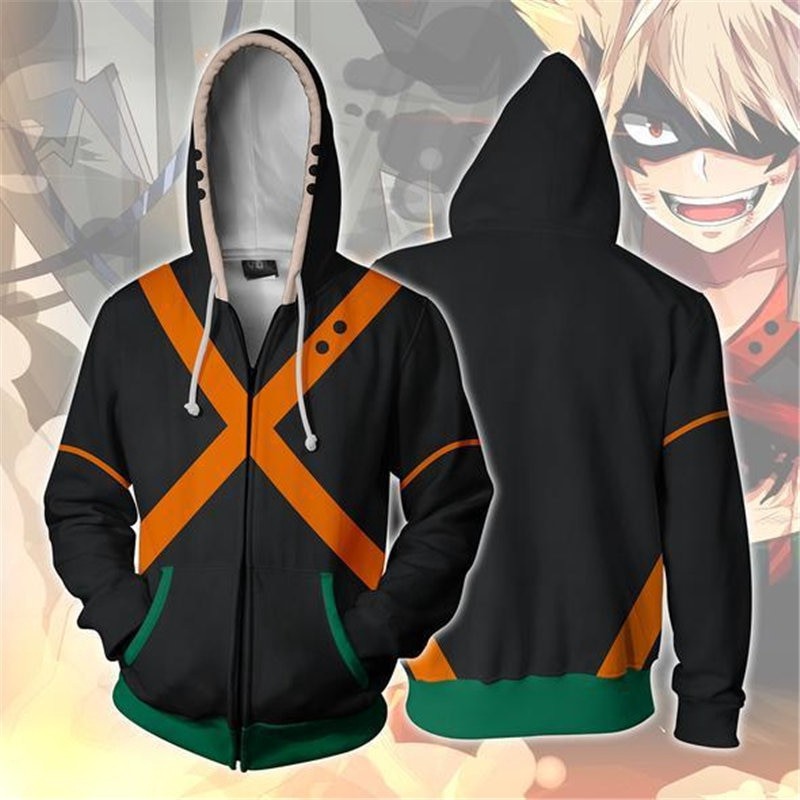 my hero academia anime zip up hoodie jacket 3d print men/women cosplay  costumes