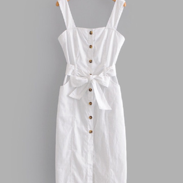 white denim button down dress