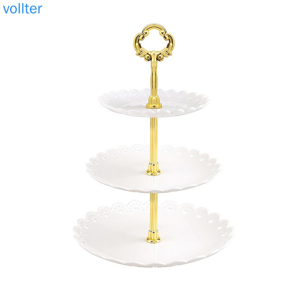 VOLL-3-Tier Plastic Cupcake Stand Dessert Plate Mini Cakes Fruit Candy ...