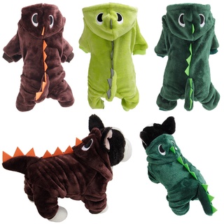 Pet Clothes Cute Funny Dinosaur Costumes Coat Winter Warm Coral fleece Clothing For Small Dogs Kitten Hoodie Puppy Dog Clothes