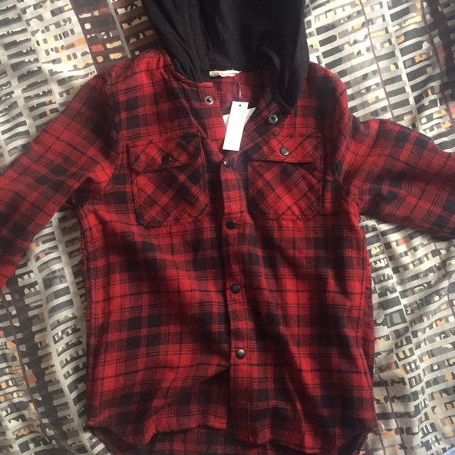 hooded flannel shirt h&m