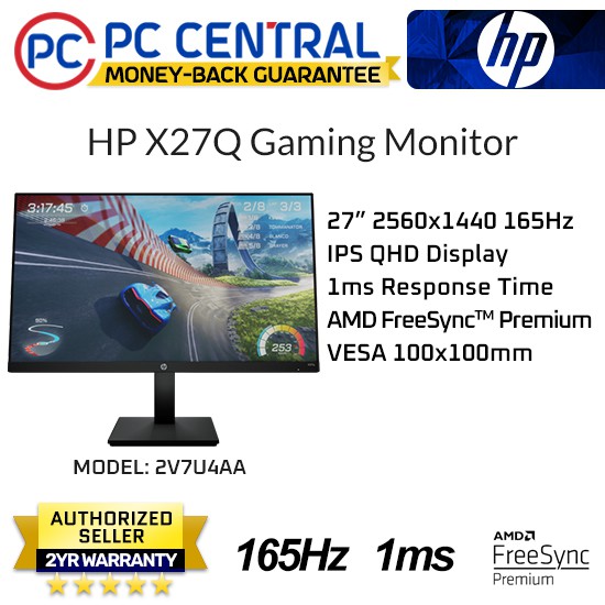Hewlett Packard HP X27q Qhd 1440p Gaming Monitor Ips Panel 1ms