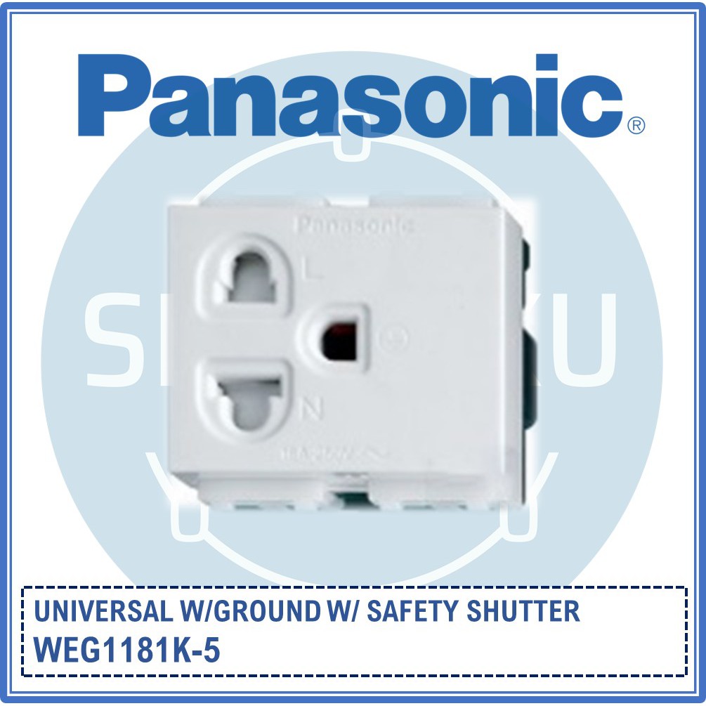 PANASONIC WIDE SERIES UNIVERSAL OUTLET W/ GROUND & SAFETY SHUTTER