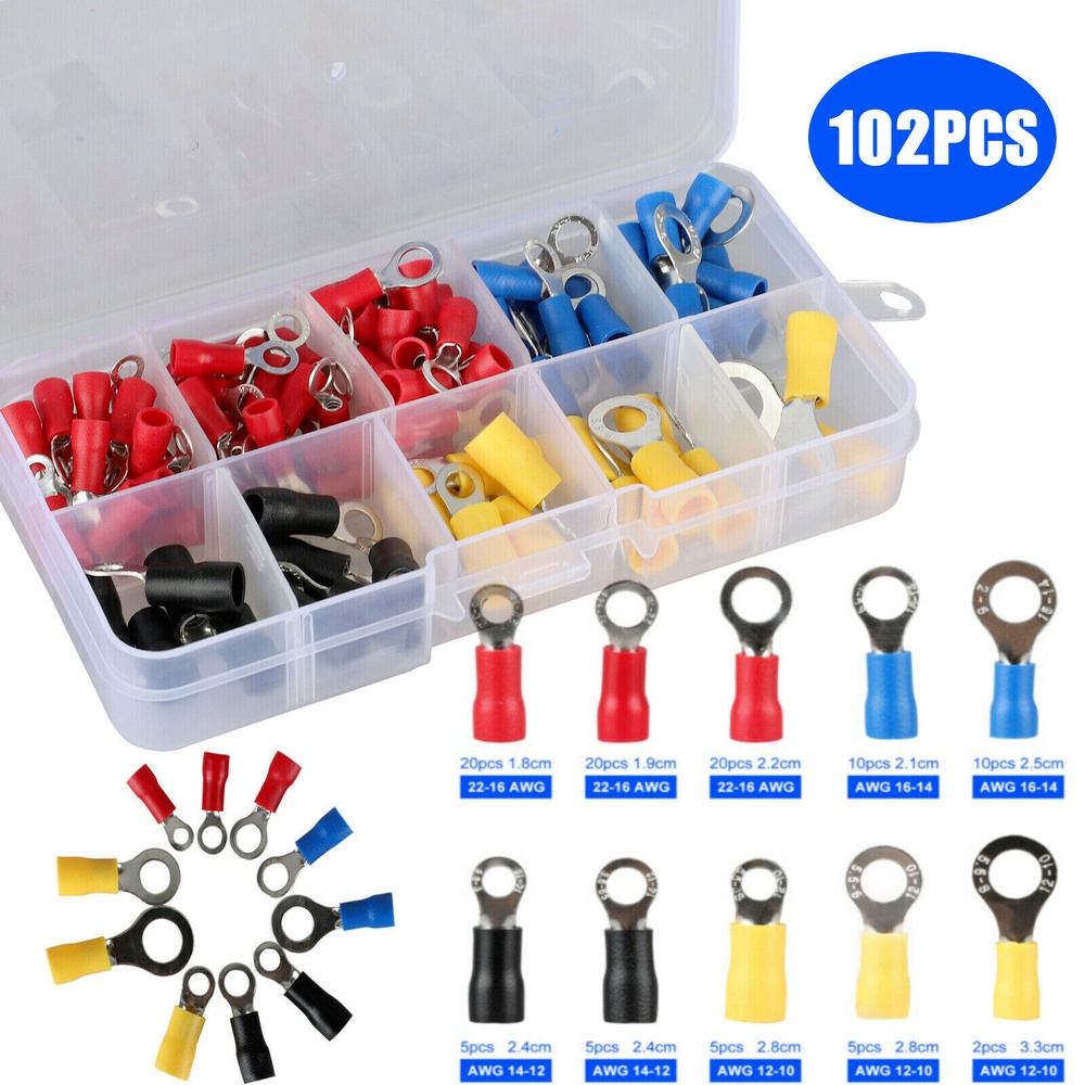 102PCS Insulated Wire Electrical Connectors Butt, Quick Disconnect