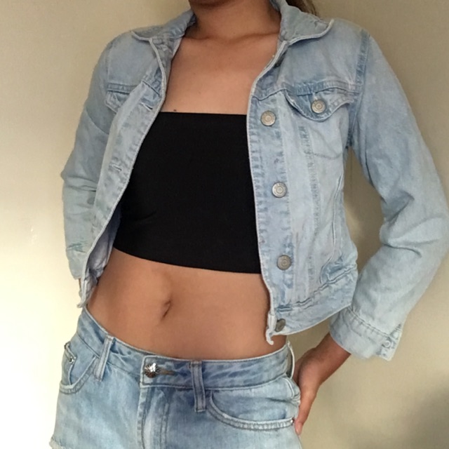 cheap cropped denim jacket