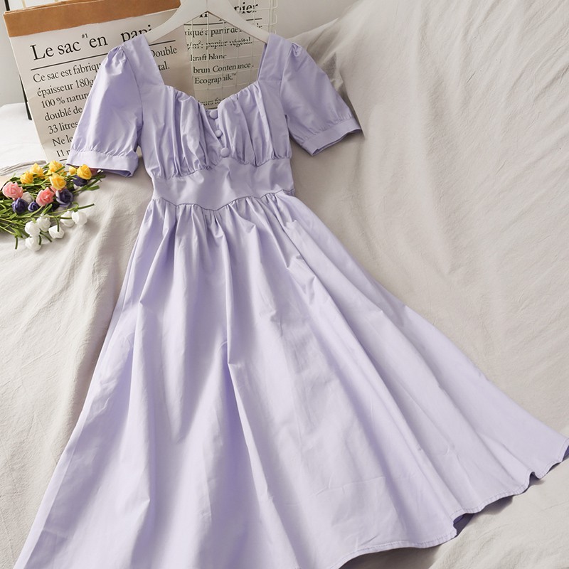 purple mid length dress