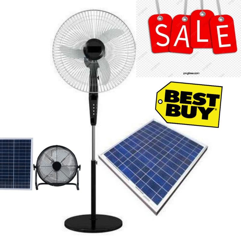 SOLAR ELECTRIC FAN with SOLAR PANEL AND BACK UP BATTERY Shopee