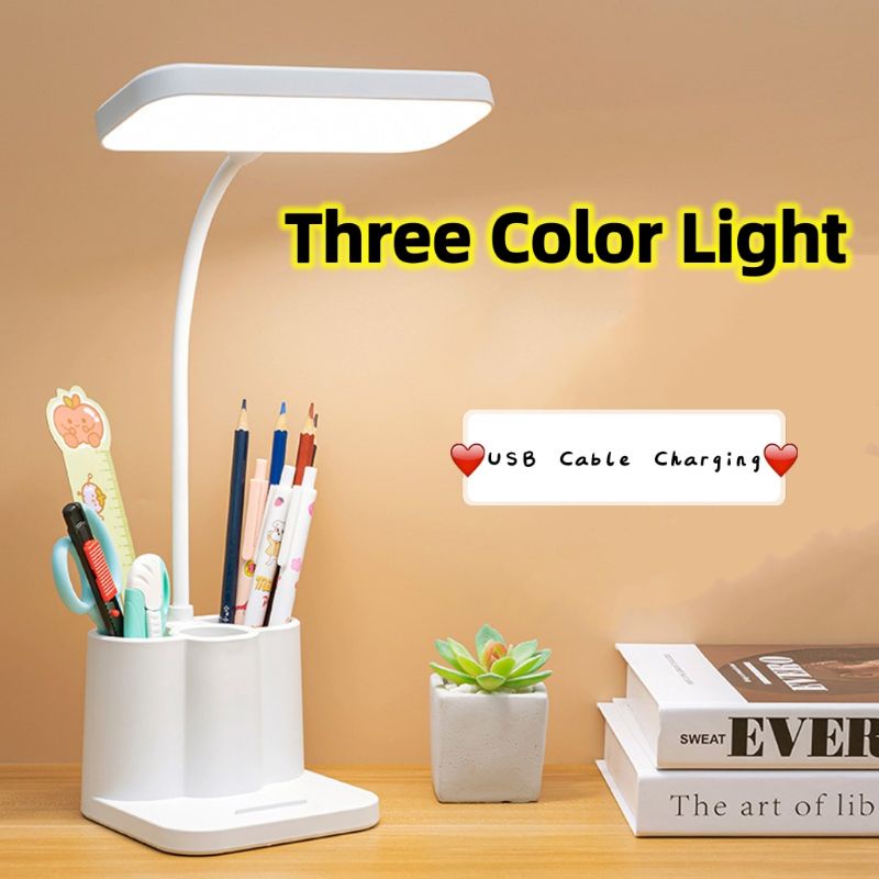 LED Foldable Study Lamp USB Rechargeable Desk Lamp Dimmable Pen Holder Lamp Shade Study Night