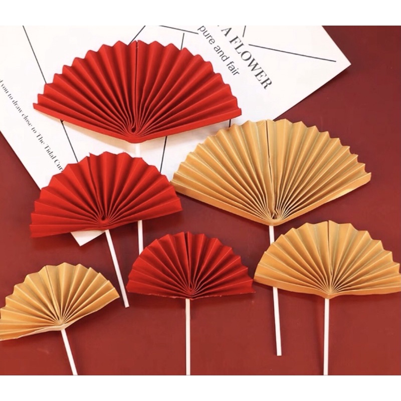 Red or Gold paper fan cake topper Shopee Philippines