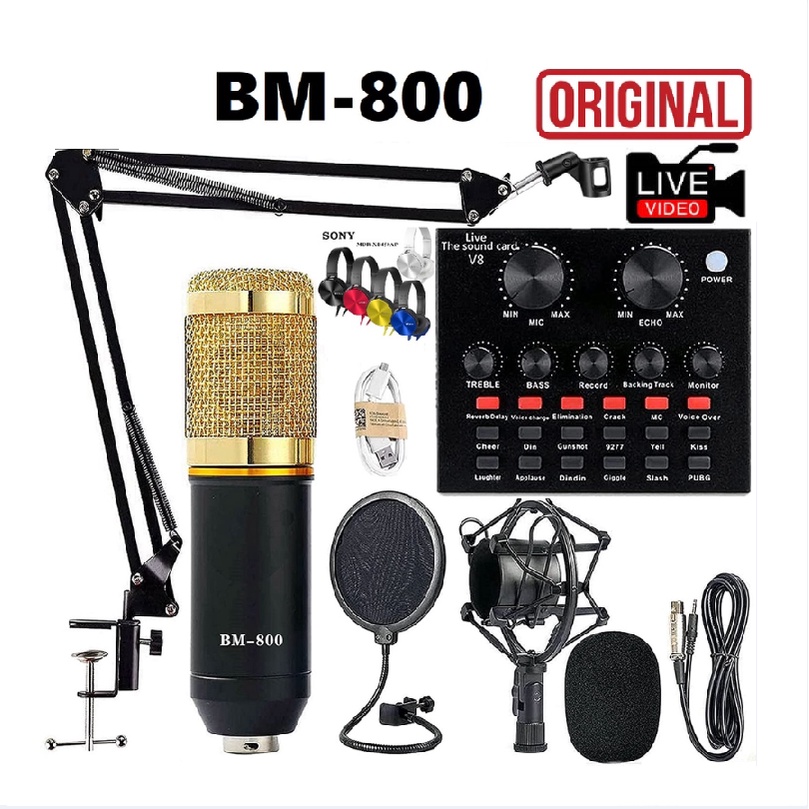 BM800 condenser microphone Kit with v8 Multifunctional Live sound card