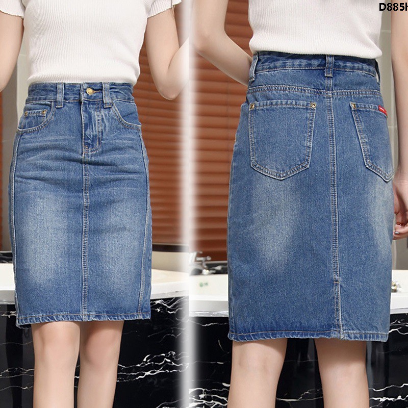 denim split skirt