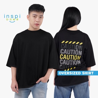 INSPI Caution Oversized Tshirt for Men Korean Top T Shirt Plus Size Tops for Women Couple Shirt