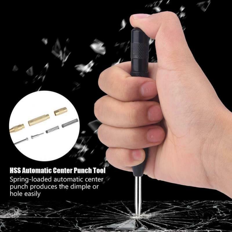 2Pcs Heavy Duty Automatic Center Pin Punch Spring Loaded Metal Wood Press Dent Marking Starting Holes Tool