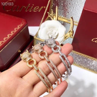 Cartier style 叨 ring leopard diamond bracelet. Bracelet inner circumference 17CM #5