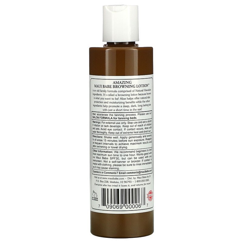 Maui Babe, Amazing Browning Lotion, 8 fl oz (236 ml) Magic Brown Emulsion，8 Fluid Volume Ounce（236 M