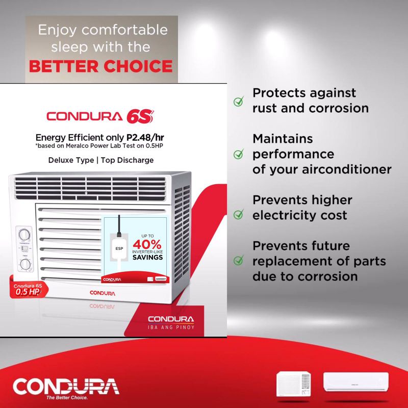 Condura 0.5hp window type aircon inverter grade class R410a Shopee