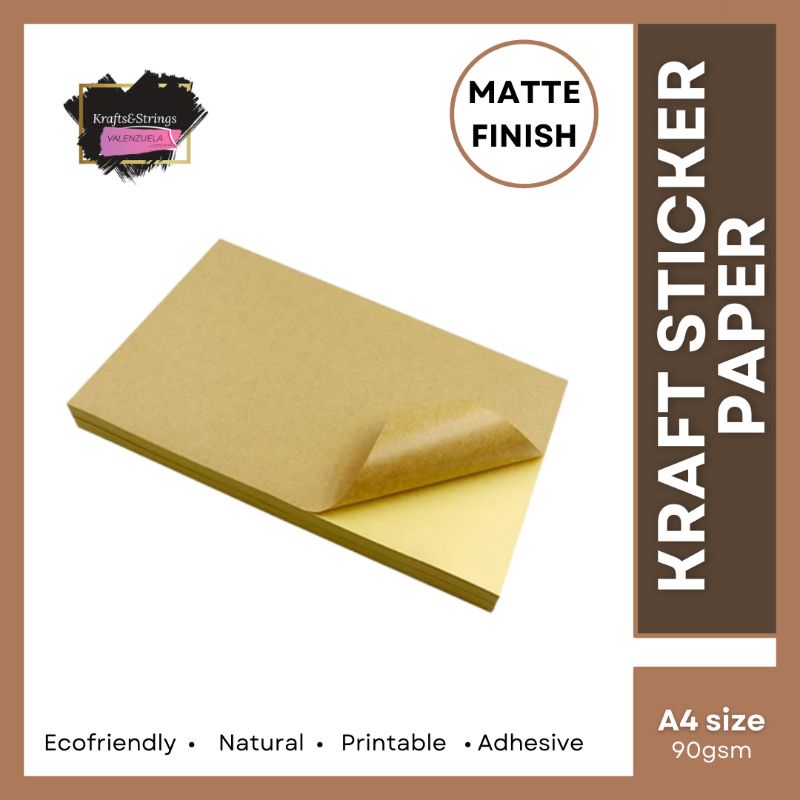 20pcs Printable Brown Kraft Sticker Paper A4 size | Shopee Philippines