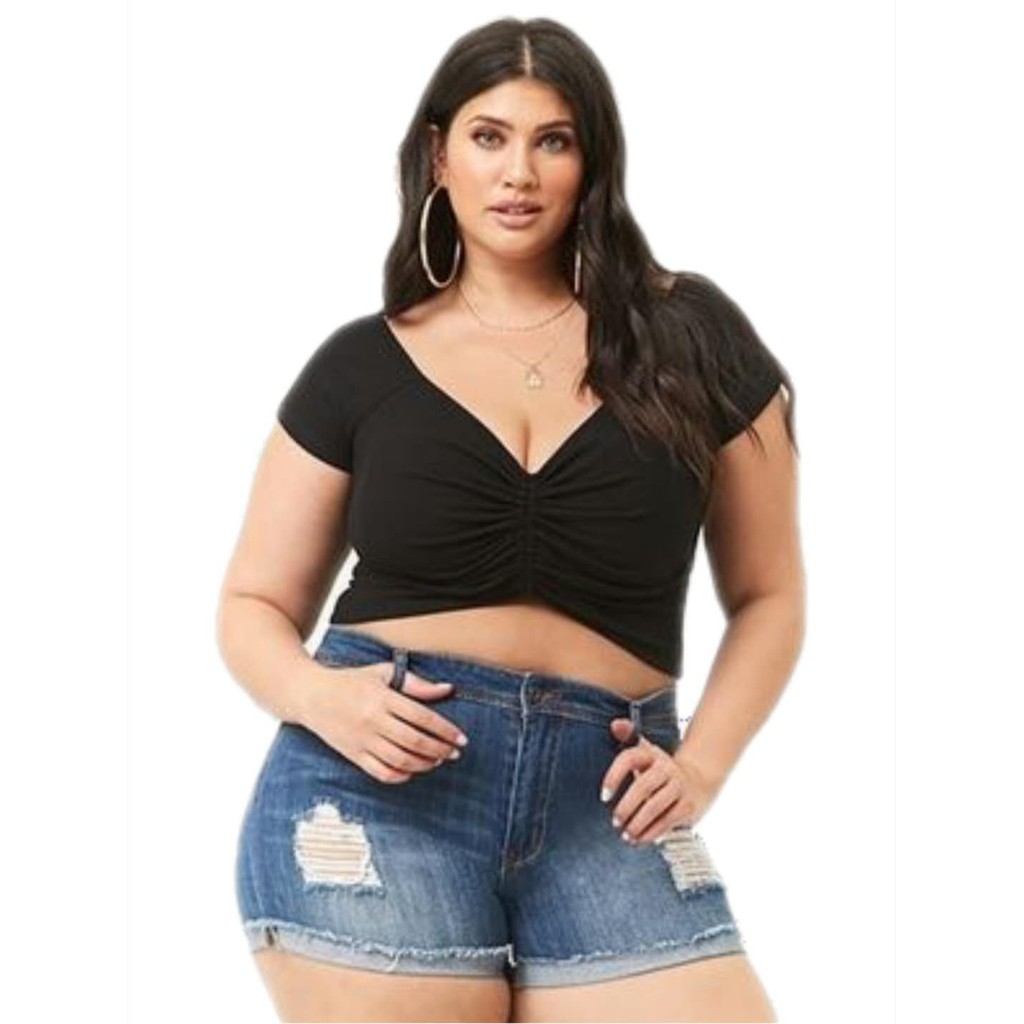 women's plus size blue jean shorts